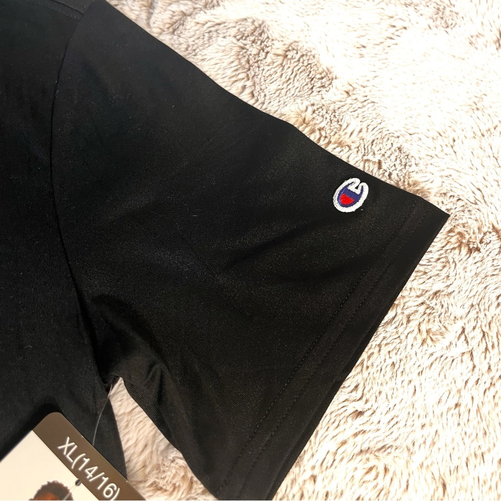 Champion Kids Black Tee with Blue and Orange Logo - Picture 5 of 6